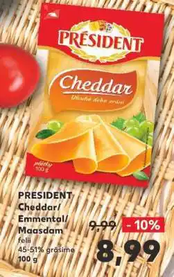 Kaufland PRESIDENT Cheddar/ Emmental/Maasdam Ofertă