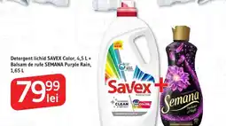 Supeco Detergent lichid SAVEX Color + Balsam de rufe SEMANA Purple Rain Ofertă