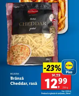 Lidl MILBONA Brânză Cheddar, rasă Ofertă