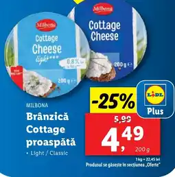 Lidl MILBONA Brânzică Cottage proaspătă Ofertă