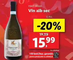 Lidl PINOT GRIGIO Vin alb sec Ofertă
