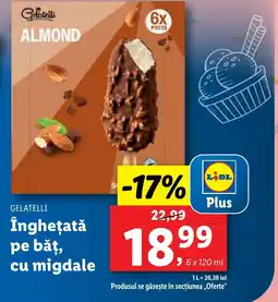 Lidl GELATELLI Îngheţată pe bǎț, cu migdale Ofertă