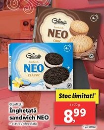 Lidl GELATELLI Îngheţată sandwich NEO Ofertă