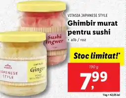 Lidl VITASIA JAPANESE STYLE Ghimbir murat pentru sushi Ofertă