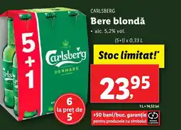 Lidl CARLSBERG Bere blondǎ Ofertă