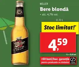 Lidl MILLER Bere blondǎ Ofertă