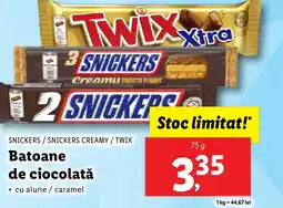 Lidl SNICKERS / SNICKERS CREAMY / TWIX Batoane de ciocolată Ofertă