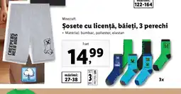 Lidl Minecraft Șosete cu licență, băieți, 3 perechi Ofertă