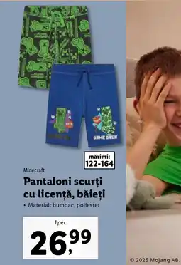 Lidl Minecraft Pantaloni scurţi cu licență, băieți Ofertă