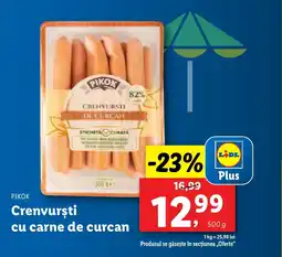 Lidl PIKOK Crenvursti cu carne de curcan Ofertă
