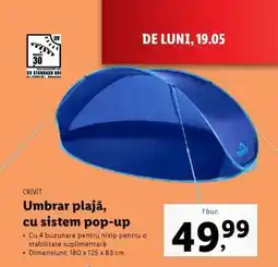 Lidl Umbrar plajă, cu sistem pop-up Ofertă