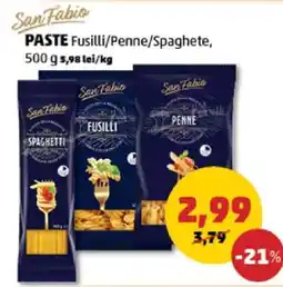 Penny San Fabio PASTE Fusilli/Penne/Spaghete Ofertă