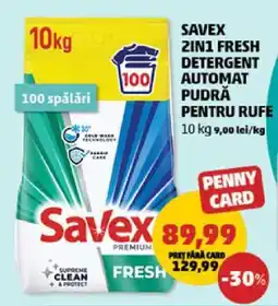 Penny Savex 2in1 Fresh Detergent Automat Pudră pentru Rufe Ofertă