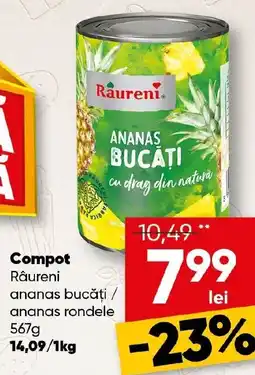 PROFI Compot Râureni ananas bucăți / ananas rondele Ofertă