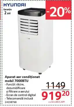 Selgros HYUNDAI Aparat aer condiționat mobil 7000BTU Ofertă