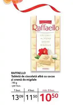 Selgros RAFFAELLO Tabletă de ciocolată albă cu cocos şi cremă de migdale Ofertă