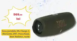 Media Galaxy Boxa portabila JBL Charge 5, Bluetooth, IP67, Powerbank, Bass Radiator, verde Ofertă