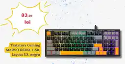 Tastatura Gaming MARVO K638A, USB, Layout US, negru