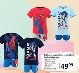 Selgros Set tricou cu pantaloni scurți băieți Sonic / Spiderman Ofertă