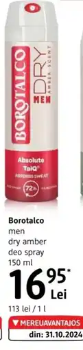 DM Borotalco men dry amber deo spray Ofertă