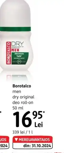 DM Borotalco men dry original deo roll-on Ofertă