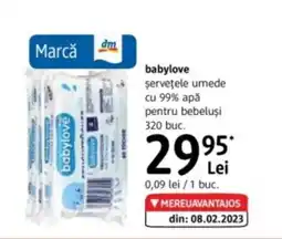 DM Babylove şerveţele umede cu 99% apǎ pentru bebeluşi Ofertă