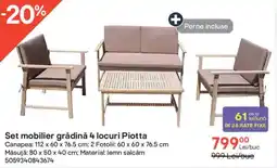 Brico Depôt Set mobilier grădină 4 locuri Piotta Ofertă