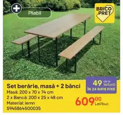 Brico Depôt Set berărie, masǎ + 2 bănci Ofertă