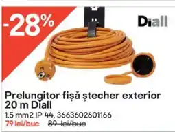 Brico Depôt Prelungitor fişă ştecher exterior 20 m Diall Ofertă