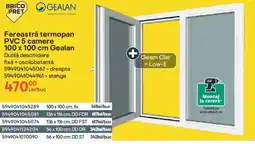 Brico Depôt Fereastră termopan PVC 5 camere 100 x 100 cm Gealan Ofertă