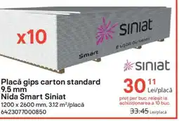 Brico Depôt Placă gips carton standard Nida Smart Siniat Ofertă