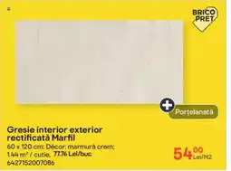 Brico Depôt Gresie interior exterior rectificată Marfil Ofertă