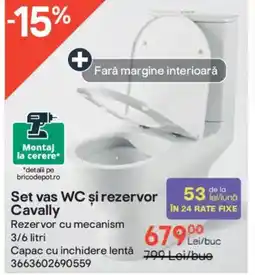 Brico Depôt Set vas WC şi rezervor Cavally Ofertă