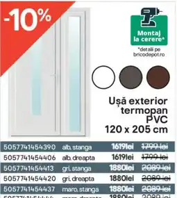 Brico Depôt Uşă exterior termopan PVC Ofertă