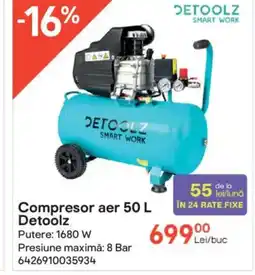 Brico Depôt Compresor aer 50 L Detoolz Ofertă