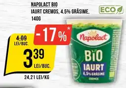 Mega Image Napolact bio iaurt cremos, 4.5% grăsime Ofertă