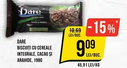 Mega Image DARE Biscuiți cu cereale integrale, cacao și arahide, Ofertă
