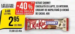 Mega Image KITKAT CHUNKY Ciocolată cu lapte, cu interior crocant de napolitană și cremă de cacao Ofertă