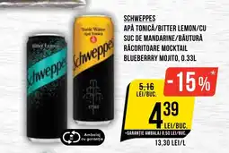 Mega Image SCHWEPPES Apă tonică/bitter lemon/cu suc de mandarine/băutură răcoritoare mocktail blueberrry mojito Ofertă