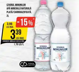 Mega Image Izvorul minunilor apă minerală naturală plată/carbogazificată, Ofertă