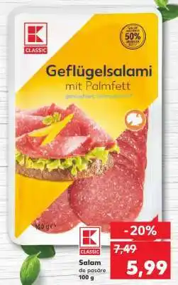 Kaufland Geflügelsalami mit Palmfett Ofertă