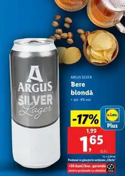 Lidl ARGUS SILVER Bere blondă Ofertă