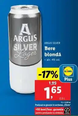 Lidl ARGUS SILVER Bere blondă Ofertă