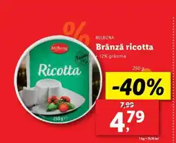 Lidl MILBONA Brânză ricotta Ofertă