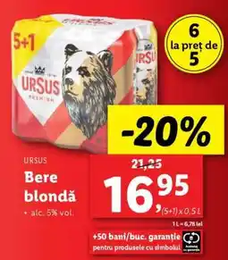 Lidl URSUS Bere blondă Ofertă