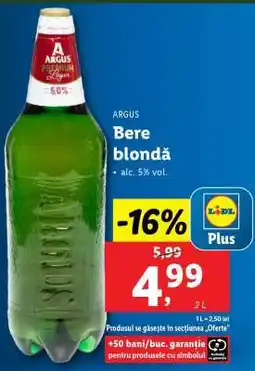 Lidl ARGUS Bere blondă Ofertă