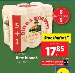 Lidl BIRRA MORETTI Bere blondă Ofertă