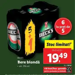 Lidl BECK‘S Bere blondă Ofertă