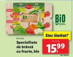 Lidl Milbona Specialitate de brânză cu fructe, bio Ofertă