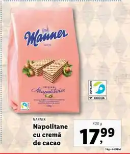 Lidl Manner Napolitane cu cremă de cacao Ofertă